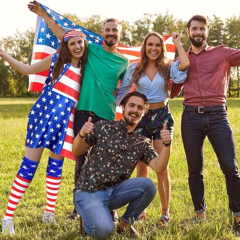 Liitrsh American Flag Dress Set for Women Include Patriotic Flag Dress American Flag Socks Bandana for 4th of July in Saudi Arabia