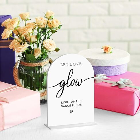 Acrylic Wedding Sign Let Love Glow Sign for Wedding Wedding Signs for Ceremony Modern Calligraphy Arch Acrylic Table Top Sign for Wedding Reception and Event Party Table(white） in Saudi Arabia