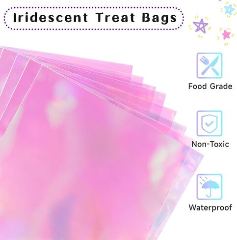 أكياس معالجة السيلوفان القزحية Ohuimrt ، 4 × 9.5 بوصات أكياس جيدة من البلاستيك ، و 100 PCS Party Fies With 100 pcs للحلوى ، والوجبات الخفيفة ، والهدايا الصغيرة in Kuwait