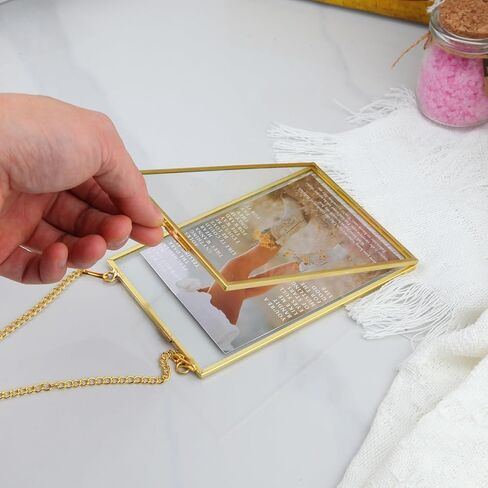 6 أجهزة كمبيوتر مضغوطة إطارات زجاجية زهرة الزهور الجدار شنقا إطارات زجاجية مزدوجة النحاس العائم إطار الذهب الذهب الأفقي الأطر العمودية واضحة مع سلسلة من أجل معرض الأعمال الفنية المجففة in Kuwait