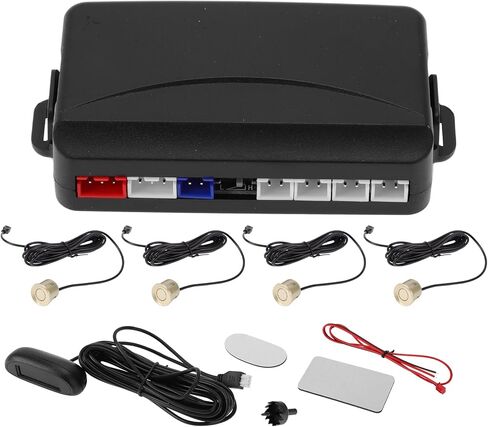 Motoforti Universal Auto Vehicle Reverse Backup Radar System Reverse Parking Sensors Distance Detection Silver Tone 4 Pcs Parking Sensors Alarm Buzzer Reminder in Saudi Arabia