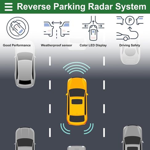 Motoforti Universal Auto Vehicle Reverse Backup Radar System Reverse Parking Sensors Distance Detection Silver Tone 4 Pcs Parking Sensors Alarm Buzzer Reminder in Saudi Arabia