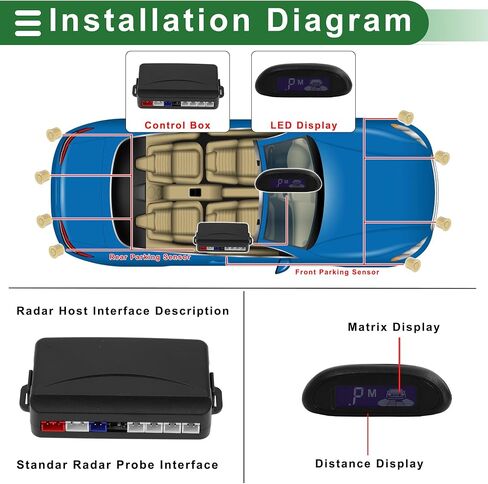 Motoforti Universal Auto Vehicle Reverse Backup Radar System Reverse Parking Sensors Distance Detection Silver Tone 4 Pcs Parking Sensors Alarm Buzzer Reminder in Saudi Arabia