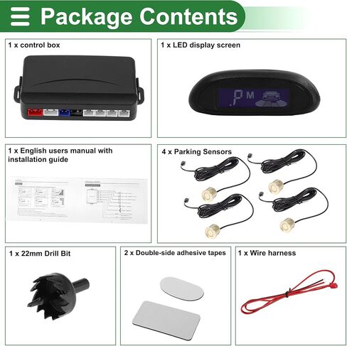 Motoforti Universal Auto Vehicle Reverse Backup Radar System Reverse Parking Sensors Distance Detection Silver Tone 4 Pcs Parking Sensors Alarm Buzzer Reminder in Saudi Arabia