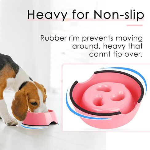 SUPERDESIGN Slow Feeder Dog Bowl Cat Bowl 1/2 Cup Slow Feeding Dog Bowl for Small Medium Breed Anti Gulping Healthy Eating Interactive Bloat Stop Alternative Non Slip Puzzle Dog Food Bowl, White in Saudi Arabia