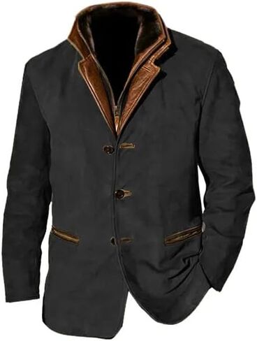 Men's Casual Trucker Jacket Vintage Buckskin Jacket Coat with Pocket Windproof Button Down Jacket Thickened Coat in Saudi Arabia