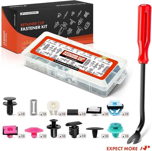 A-Premium 120PCS (12-Type) Car Retainer Clips Kit Compatible with Hyundai Santa Fe 2013-2019 Fender Bumper Roof Pillar Door Panels Auto Push Pin Plastic Rivet Fastener Replacement Set, w/Removal Tool in Saudi Arabia