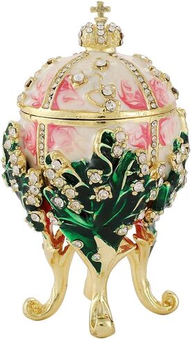 QIFU Small White Pink Easter Egg Style Enamel Trinket Box, Unique Gift for Family in Kuwait