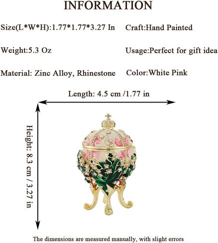 QIFU Small White Pink Easter Egg Style Enamel Trinket Box, Unique Gift for Family in Kuwait