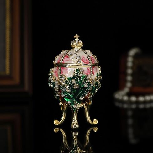 QIFU Small White Pink Easter Egg Style Enamel Trinket Box, Unique Gift for Family in Kuwait