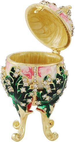 QIFU Small White Pink Easter Egg Style Enamel Trinket Box, Unique Gift for Family in Kuwait