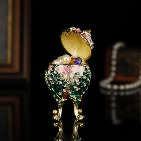 QIFU Small White Pink Easter Egg Style Enamel Trinket Box, Unique Gift for Family in Kuwait