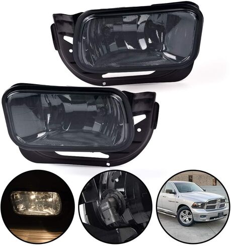 مجموعة مصابيح الضباب الأمامية G-Plus متوافقة مع Dodge RAM 1500 2009-2012/RAM 2500 3500 2010-2018 مصابيح قيادة عدسة الدخان مع قوس + H10 12V 42W مصابيح الهالوجين in Kuwait