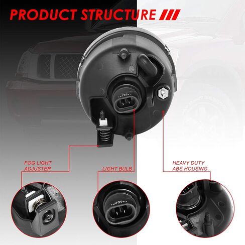 Auto Dynasty Fog Lights Assembly Compatible with 2005-2015 Nissan Titan Armada, Fog Lamp Replacement, Driver Passenger Side, Smoked Lens in Saudi Arabia