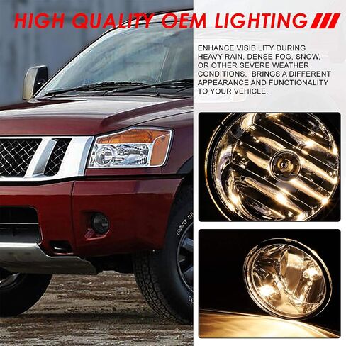 Auto Dynasty Fog Lights Assembly Compatible with 2005-2015 Nissan Titan Armada, Fog Lamp Replacement, Driver Passenger Side, Smoked Lens in Saudi Arabia