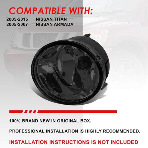 Auto Dynasty Fog Lights Assembly Compatible with 2005-2015 Nissan Titan Armada, Fog Lamp Replacement, Driver Passenger Side, Smoked Lens in Saudi Arabia