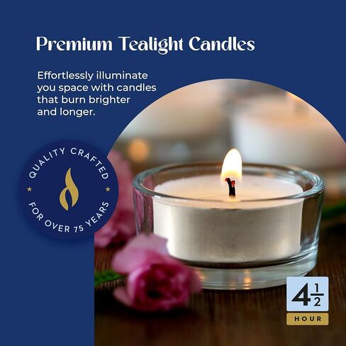 Lerner Tealight Candles, 50 Count| 4.5 Hours Long-Burning White Tea Light Candles| Non-Toxic, Smokeless & Soot-Free Tea Light Warmer Candles | Unscented Party, Décor, Shabbat Tea Candles in Saudi Arabia