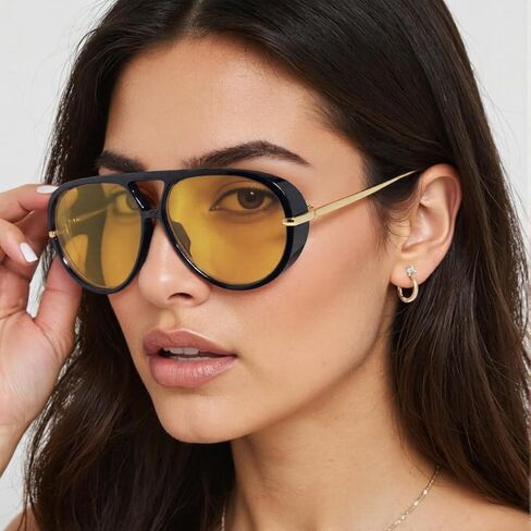 Oversized Aviator Sunglasses for Women, Fashion Large Big Frame Sun Glasses 2025 Designer Ladies Shades in Kuwait