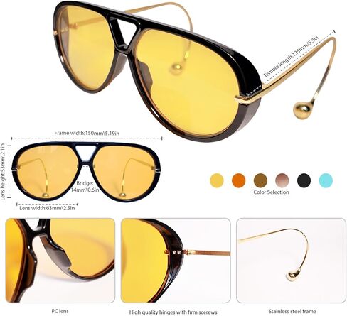 Oversized Aviator Sunglasses for Women, Fashion Large Big Frame Sun Glasses 2025 Designer Ladies Shades in Kuwait