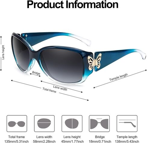 IGnaef Polarized Sunglasses for Women, Ladies Trendy Butterfly Decoration Driving Shades UV Protection IF2301 in Saudi Arabia