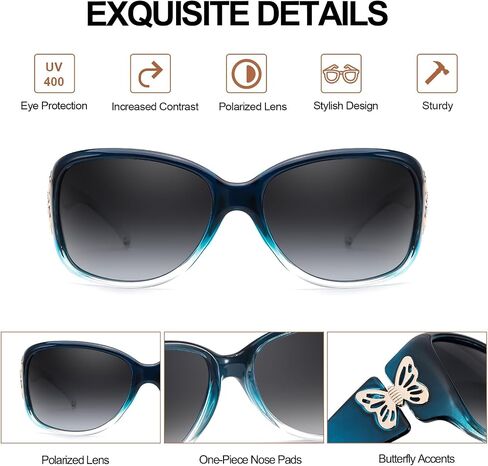 IGnaef Polarized Sunglasses for Women, Ladies Trendy Butterfly Decoration Driving Shades UV Protection IF2301 in Saudi Arabia