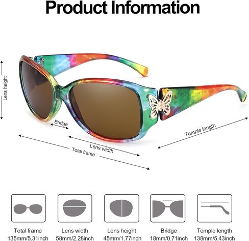 IGnaef Polarized Sunglasses for Women, Ladies Trendy Butterfly Decoration Driving Shades UV Protection IF2301 in Saudi Arabia