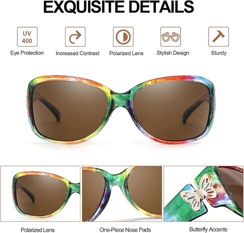 IGnaef Polarized Sunglasses for Women, Ladies Trendy Butterfly Decoration Driving Shades UV Protection IF2301 in Saudi Arabia