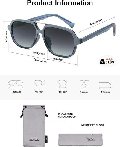 SOJOS Retro Aviator Sunglasses Womens Mens Vintage Double Bridge Sun Glasses 70s 80s 90s Shades SJ2399 in Saudi Arabia