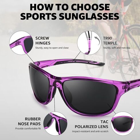 TJUTR Polarized Running Sunglasses for Women & Men, Wrap Around Sun Glasses with UV400 Protection for Sports TS8150 in Kuwait