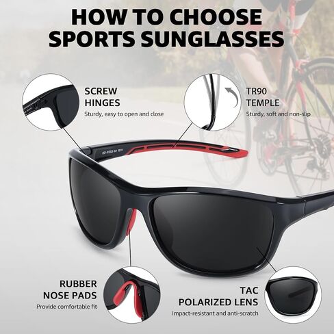 TJUTR Polarized Running Sunglasses for Women & Men, Wrap Around Sun Glasses with UV400 Protection for Sports TS8150 in Kuwait