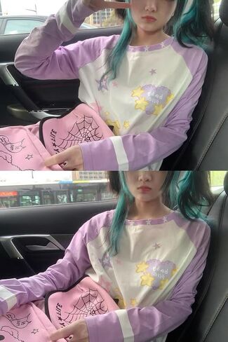 y2k stars قميص kawaii -طباعة graphic جولة الرقبة t قميص الأكمام قصيرة in Kuwait