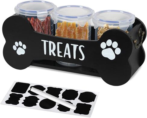 WGFKVAS Dog Treat Container شملت 3 جرار محكمة الإغلاق مع 1000 مل ، حاوية تخزين طعام الكلاب هدية منظم الأليفة للحيوانات الأليفة لأصحاب قطط الحيوانات الأليفة in Kuwait