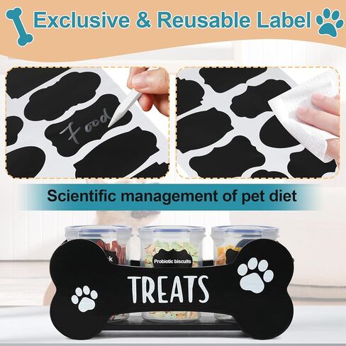 WGFKVAS Dog Treat Container شملت 3 جرار محكمة الإغلاق مع 1000 مل ، حاوية تخزين طعام الكلاب هدية منظم الأليفة للحيوانات الأليفة لأصحاب قطط الحيوانات الأليفة in Kuwait