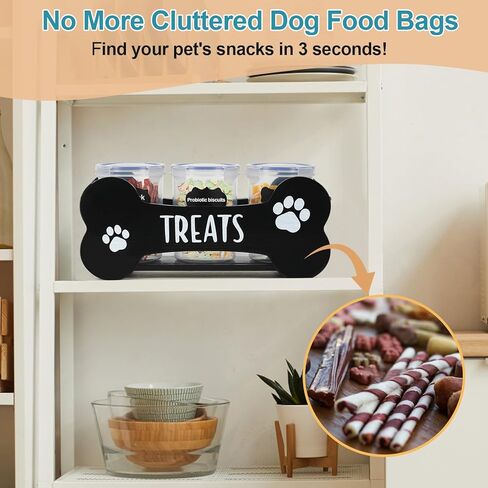 WGFKVAS Dog Treat Container شملت 3 جرار محكمة الإغلاق مع 1000 مل ، حاوية تخزين طعام الكلاب هدية منظم الأليفة للحيوانات الأليفة لأصحاب قطط الحيوانات الأليفة in Kuwait