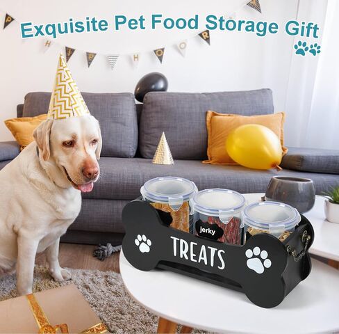 WGFKVAS Dog Treat Container شملت 3 جرار محكمة الإغلاق مع 1000 مل ، حاوية تخزين طعام الكلاب هدية منظم الأليفة للحيوانات الأليفة لأصحاب قطط الحيوانات الأليفة in Kuwait