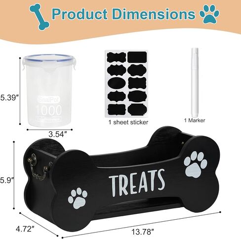 WGFKVAS Dog Treat Container شملت 3 جرار محكمة الإغلاق مع 1000 مل ، حاوية تخزين طعام الكلاب هدية منظم الأليفة للحيوانات الأليفة لأصحاب قطط الحيوانات الأليفة in Kuwait