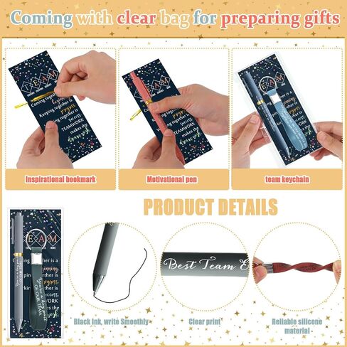 24 Set Team Appreciation Gifts Bulk Inspirational Silicone Keychains Pens Bookmarks with Opp Bags Christmas Thank You Gifts for Employee Coworker Staff Teamwork Gifts Office Party Favors in Saudi Arabia