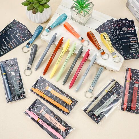 24 Set Team Appreciation Gifts Bulk Inspirational Silicone Keychains Pens Bookmarks with Opp Bags Christmas Thank You Gifts for Employee Coworker Staff Teamwork Gifts Office Party Favors in Saudi Arabia