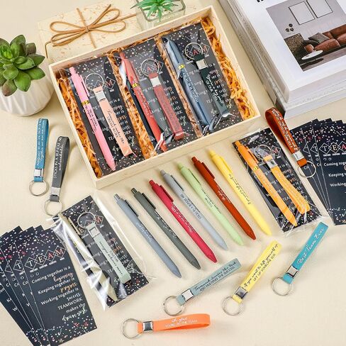 24 Set Team Appreciation Gifts Bulk Inspirational Silicone Keychains Pens Bookmarks with Opp Bags Christmas Thank You Gifts for Employee Coworker Staff Teamwork Gifts Office Party Favors in Saudi Arabia