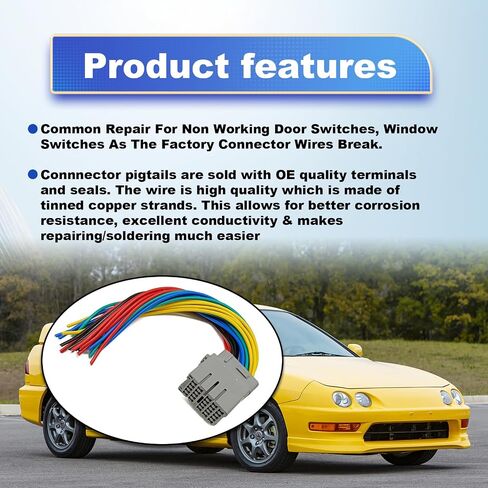 Door Connector Pigtail Wire Harness Front Driver Or Passenger Only Compatible with Honda Civic EK CRV Prelude Acura in Saudi Arabia