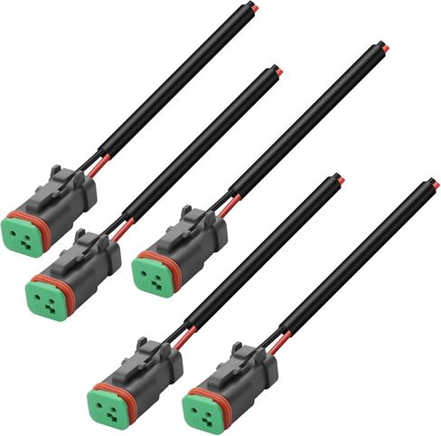 XMSJSIY 2 Pin DT Connectors Waterproof 2 Wire Connector Automotive Electrical DT Connector Male Wiring Harness 2 Pin Pigtail Cable with Heat Shrink Tubing for Car LED Work Light-5 Kits (Female) in Saudi Arabia