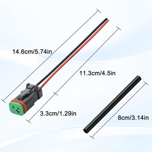 XMSJSIY 2 Pin DT Connectors Waterproof 2 Wire Connector Automotive Electrical DT Connector Male Wiring Harness 2 Pin Pigtail Cable with Heat Shrink Tubing for Car LED Work Light-5 Kits (Female) in Saudi Arabia