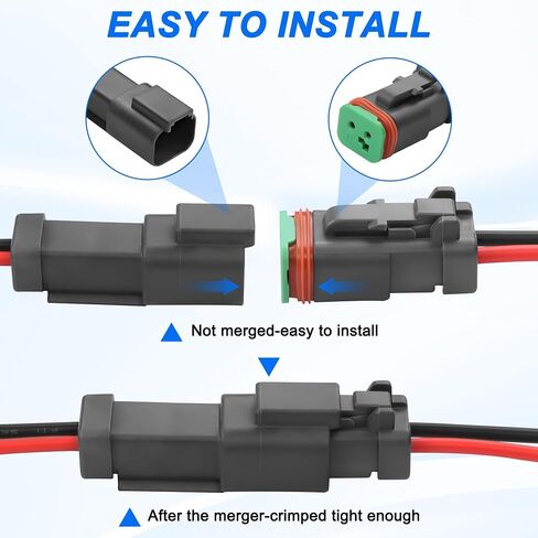 XMSJSIY 2 Pin DT Connectors Waterproof 2 Wire Connector Automotive Electrical DT Connector Male Wiring Harness 2 Pin Pigtail Cable with Heat Shrink Tubing for Car LED Work Light-5 Kits (Female) in Saudi Arabia