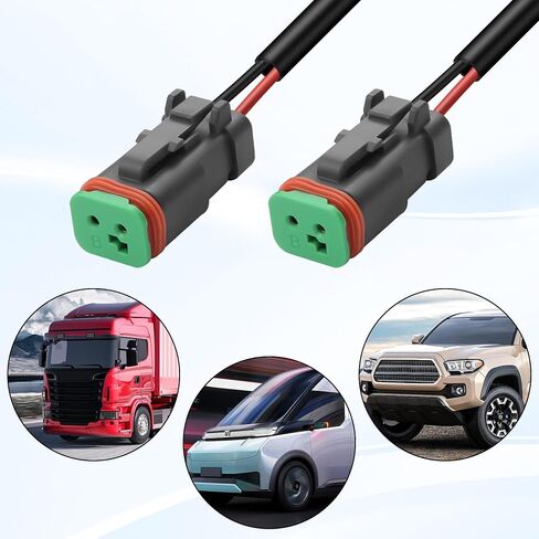 XMSJSIY 2 Pin DT Connectors Waterproof 2 Wire Connector Automotive Electrical DT Connector Male Wiring Harness 2 Pin Pigtail Cable with Heat Shrink Tubing for Car LED Work Light-5 Kits (Female) in Saudi Arabia