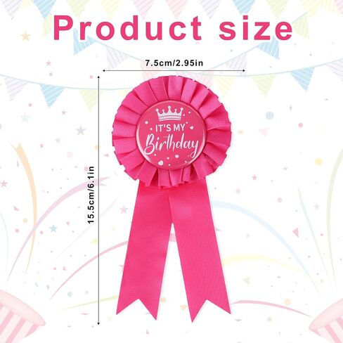 It’s My Birthday Brooch Pin, Satin Happy Birthday Ribbon Badge Button Ideal Themed Party Decorations Awards & Celebrations Supplies for Women and Men(Pink) in Saudi Arabia