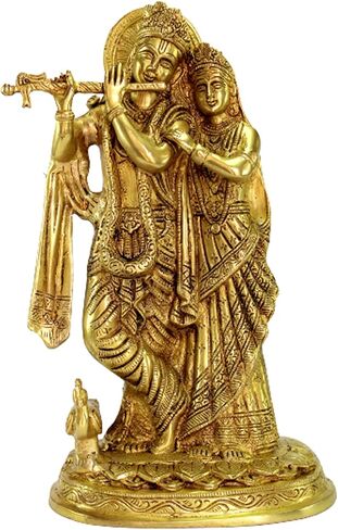Esplanade Brass Radha Krishna Murti Idol تمثال تمثال - 12 بوصة | بوخا الأصنام | ديكور المنزل in Saudi Arabia