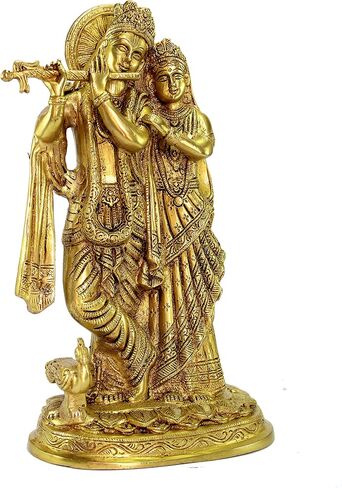 Esplanade Brass Radha Krishna Murti Idol تمثال تمثال - 12 بوصة | بوخا الأصنام | ديكور المنزل in Saudi Arabia