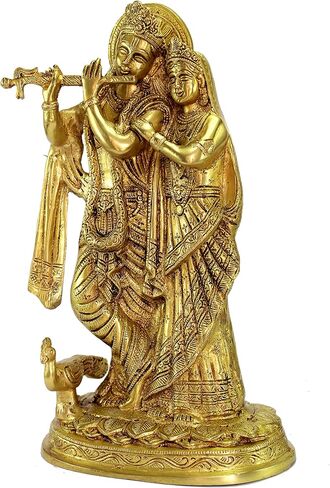 Esplanade Brass Radha Krishna Murti Idol تمثال تمثال - 12 بوصة | بوخا الأصنام | ديكور المنزل in Saudi Arabia
