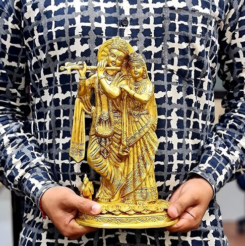Esplanade Brass Radha Krishna Murti Idol تمثال تمثال - 12 بوصة | بوخا الأصنام | ديكور المنزل in Saudi Arabia