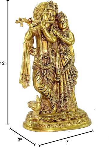 Esplanade Brass Radha Krishna Murti Idol تمثال تمثال - 12 بوصة | بوخا الأصنام | ديكور المنزل in Saudi Arabia